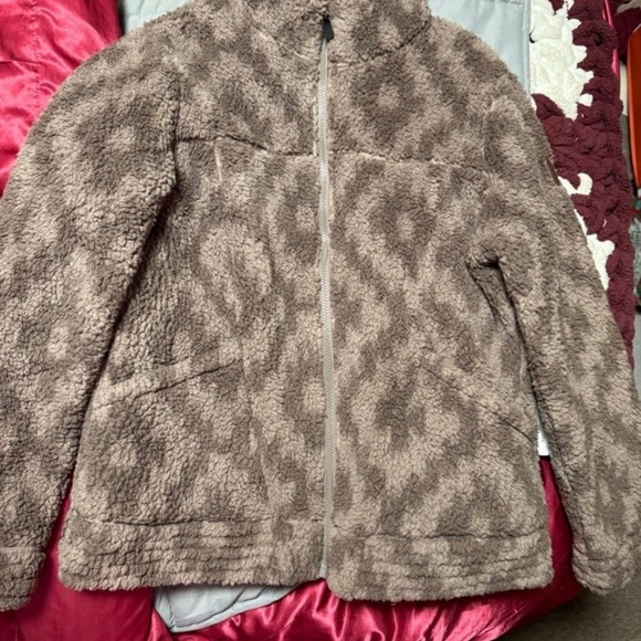 Cozy Brown Patterned Fleece Jacket - Picture 1 of 5